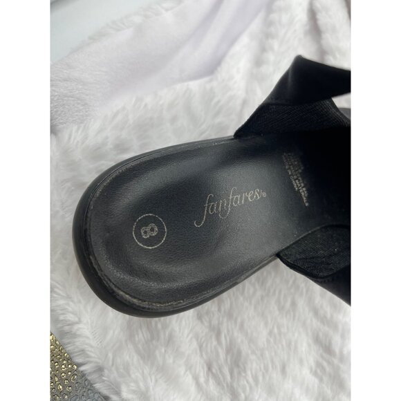 Vintage Fanfares Black SquareToe Slingback Pumps Size 8 - Picture 4 of 10